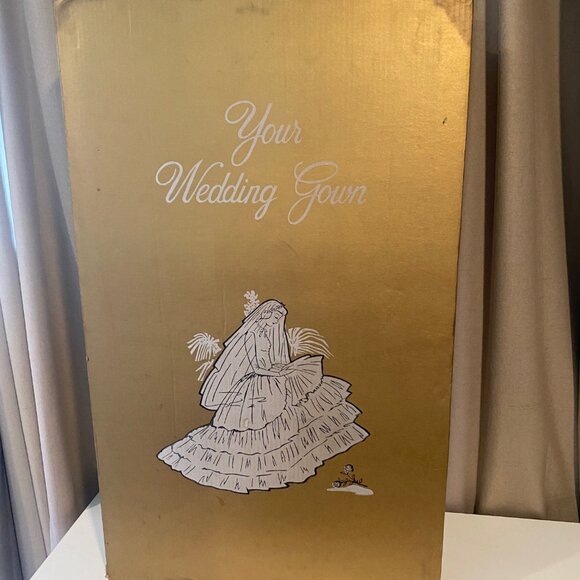 Vintage Wedding Dress Storage Box Gold Case 34"x20.5"x5.5"‎ Gown Saver - Picture 2 of 9